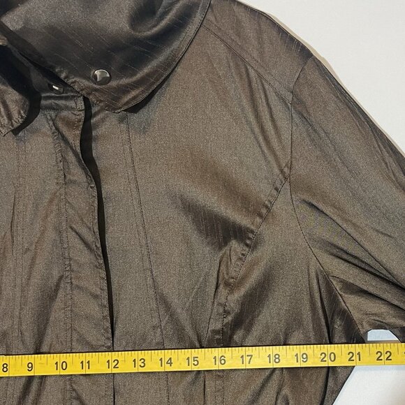 SAMUEL DONG BUBBLE COAT DRESS Women Classic XL Brown Bronze Lined Water Resistan - Picture 4 of 15